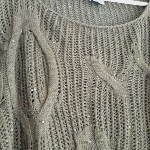 CREA CONCEPT Cable Knit Sweater Tunic Drop Shoulders Relaxed Fit Sz L - Picture 5 of 11